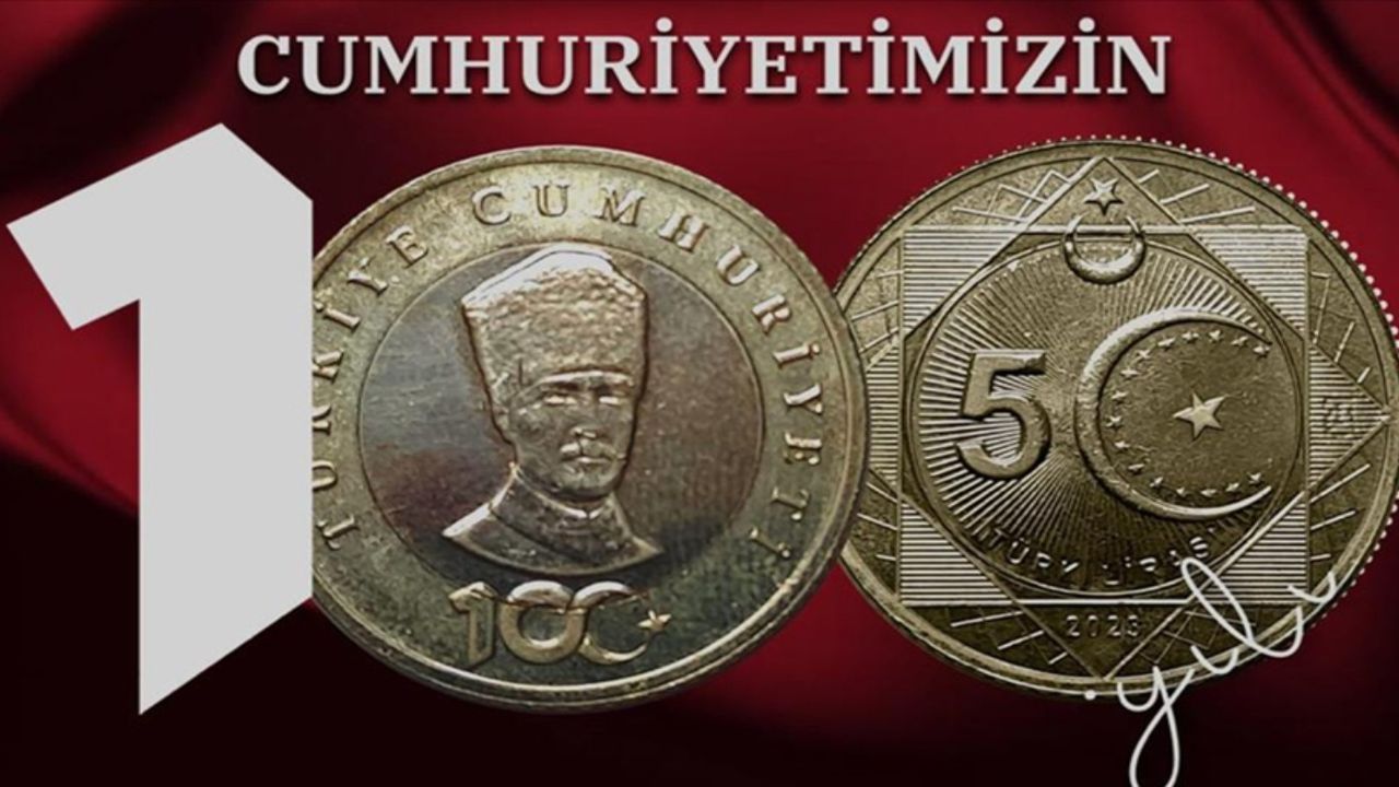 Cumhuriyet’in 100. yılına özel 5 TL hatıra parası yarın tedavüle çıkıyor