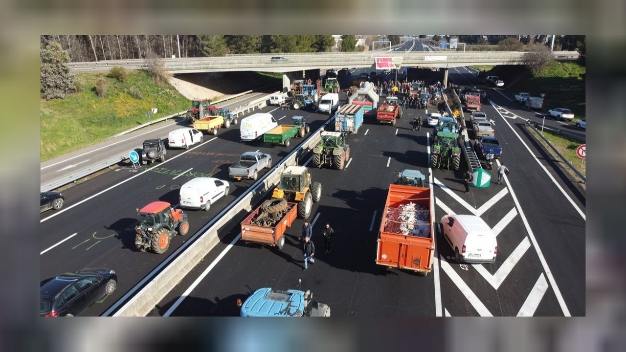 Fransa'da protesto için toplanan çiftçiler otoyolu kapattı! 