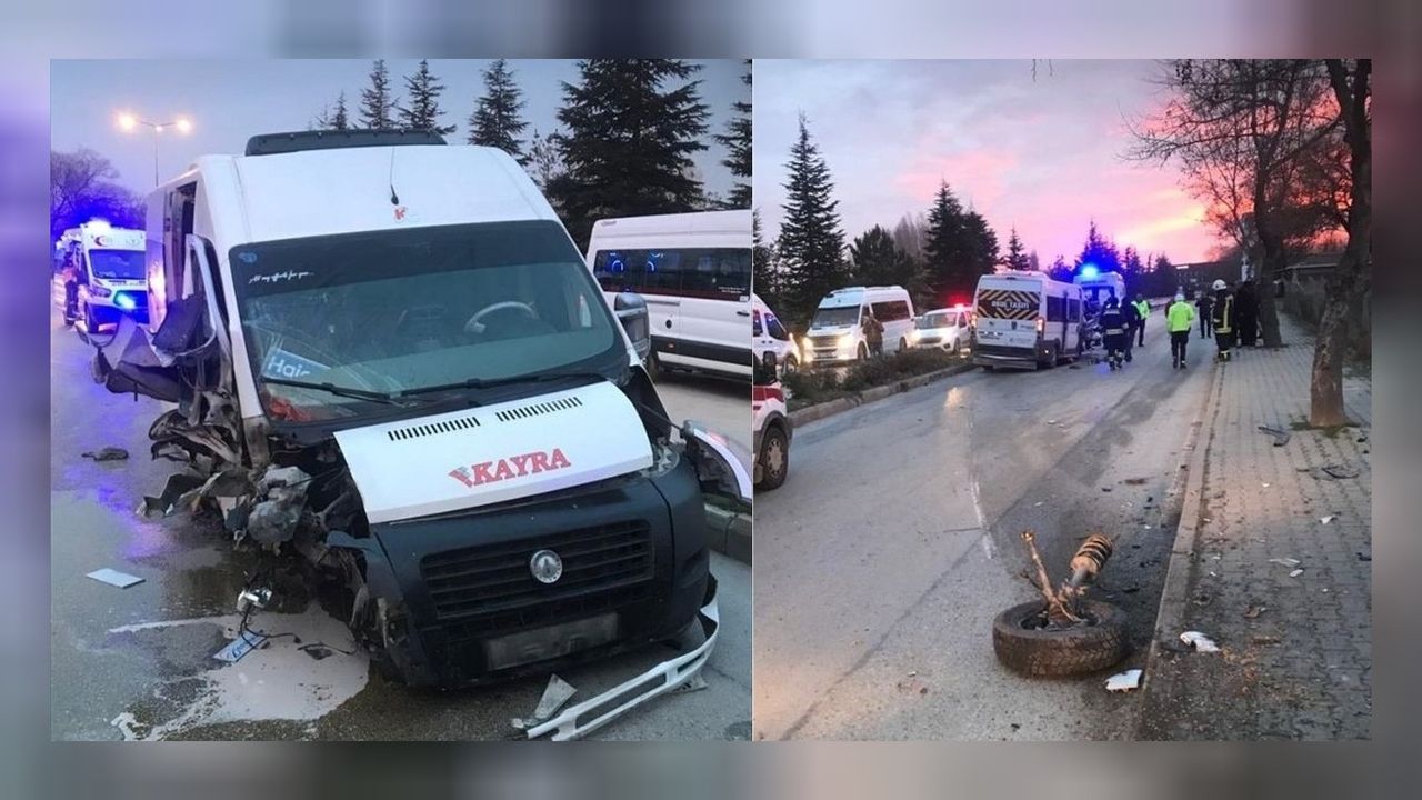 İşci taşıyan minibüs ağaca çarptı! 12 yaralı var
