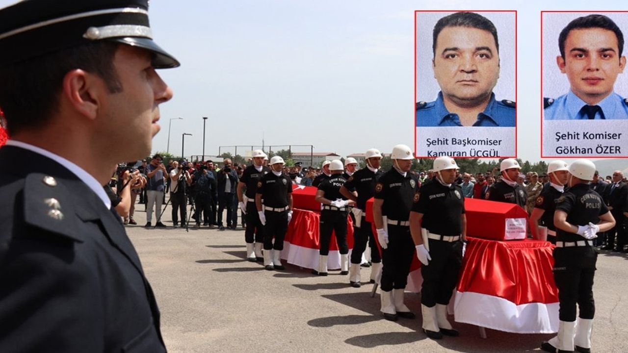 Adıyaman'da şehit polisler için düzenlenen vedalaşma töreninde gözyaşları sel oldu