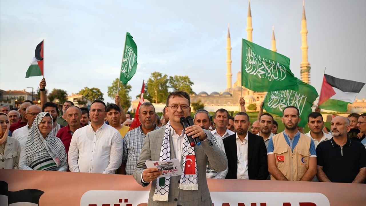 Edirne ve Tekirdağ'da İsmail Heniyye Suikastı Protestosu