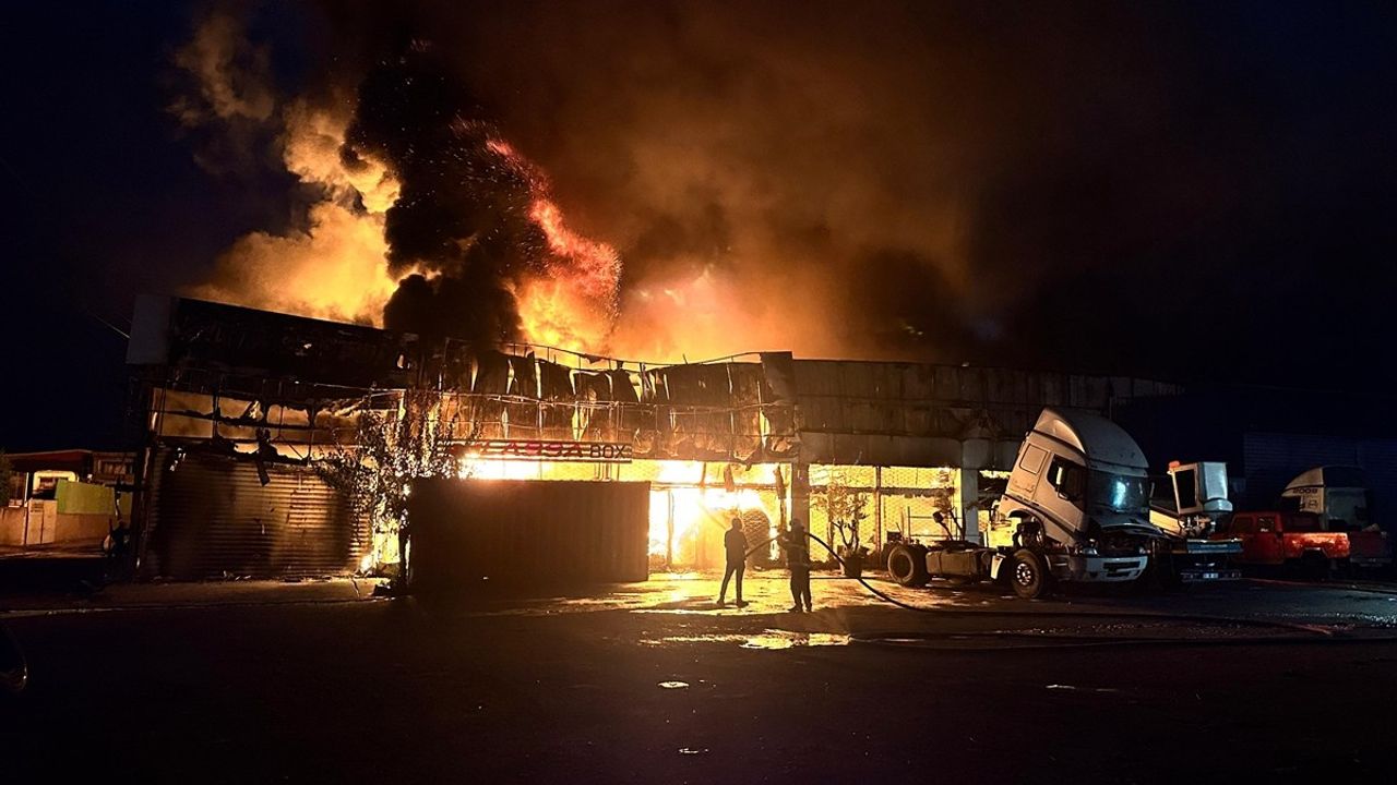 Hatay'ın Payas İlçesinde Lastik Deposunda Yangın Çıktı