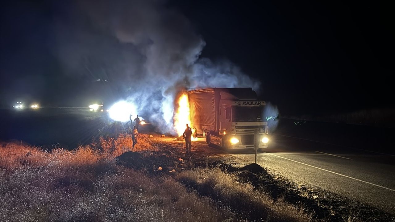 Bingöl'de Seyir Halindeki Tırda Yangın Çıktı