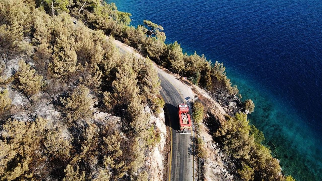 Menteşe'deki Orman Yangını Havadan Görüntülendi