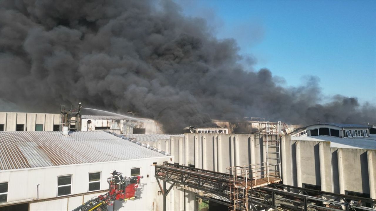 Yangın Tekirdağ'da Fabrikayı Sardı