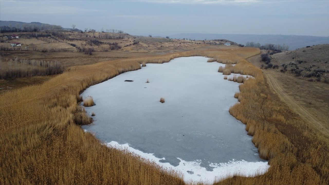 Iğdır Üçkaya Gölü Buzla Kaplandı