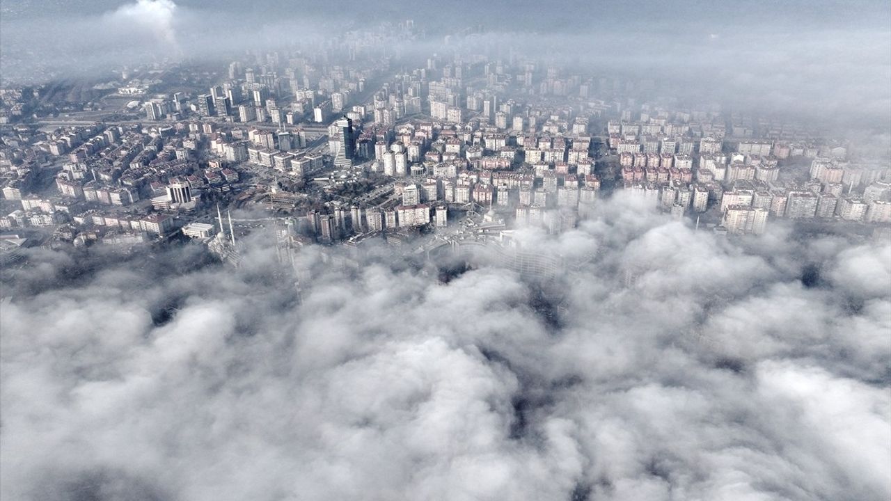 Konya'daki Sis Tabakası Dronla Görüntülendi