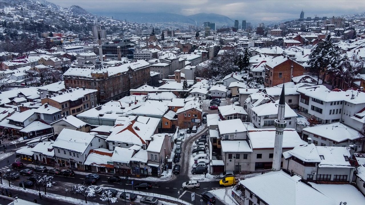Saraybosna'da Kar Yağışı Sonrası Dronla Havadan Görüntüler