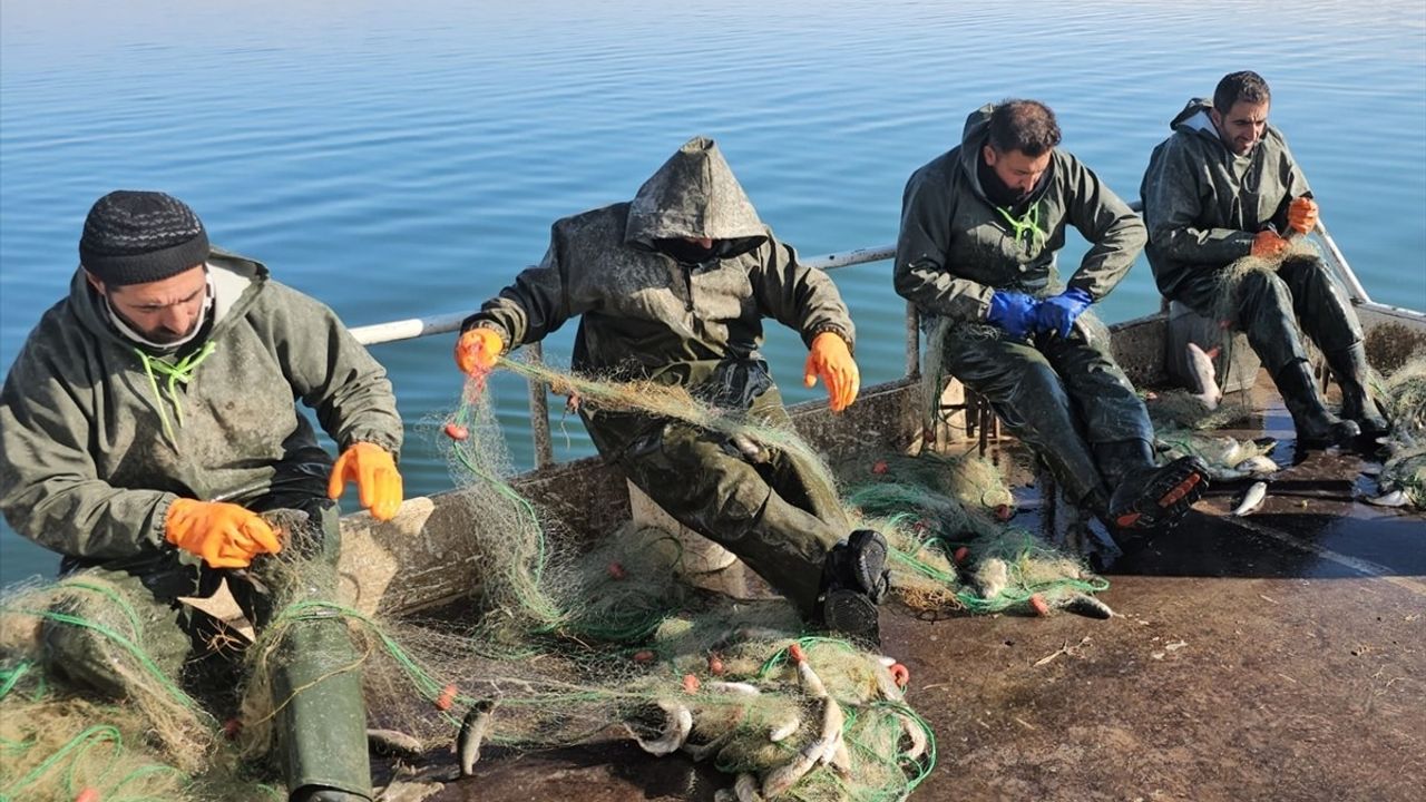 Van'daki Erçek Gölü'nde Kış Balıkçılığı Devam Ediyor