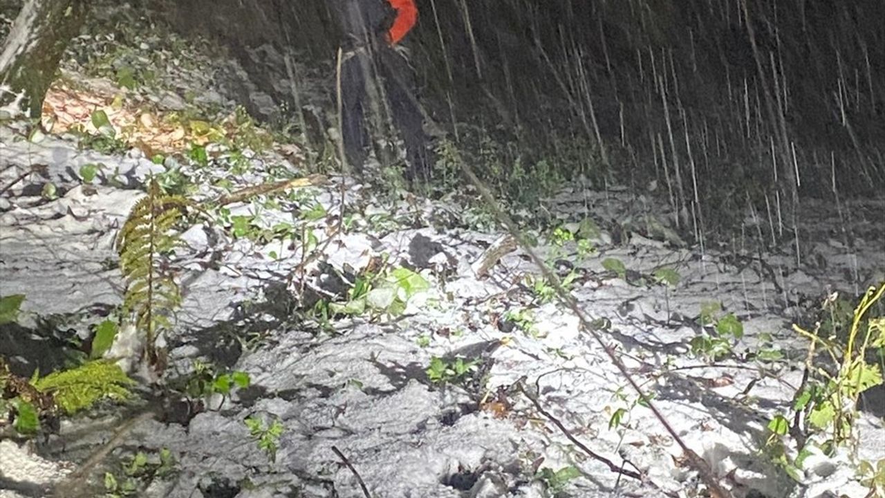 Sakarya'da Kaygan Yolda Devrilen Otomobilde Mahsur Kalan Sürücü Kurtarıldı