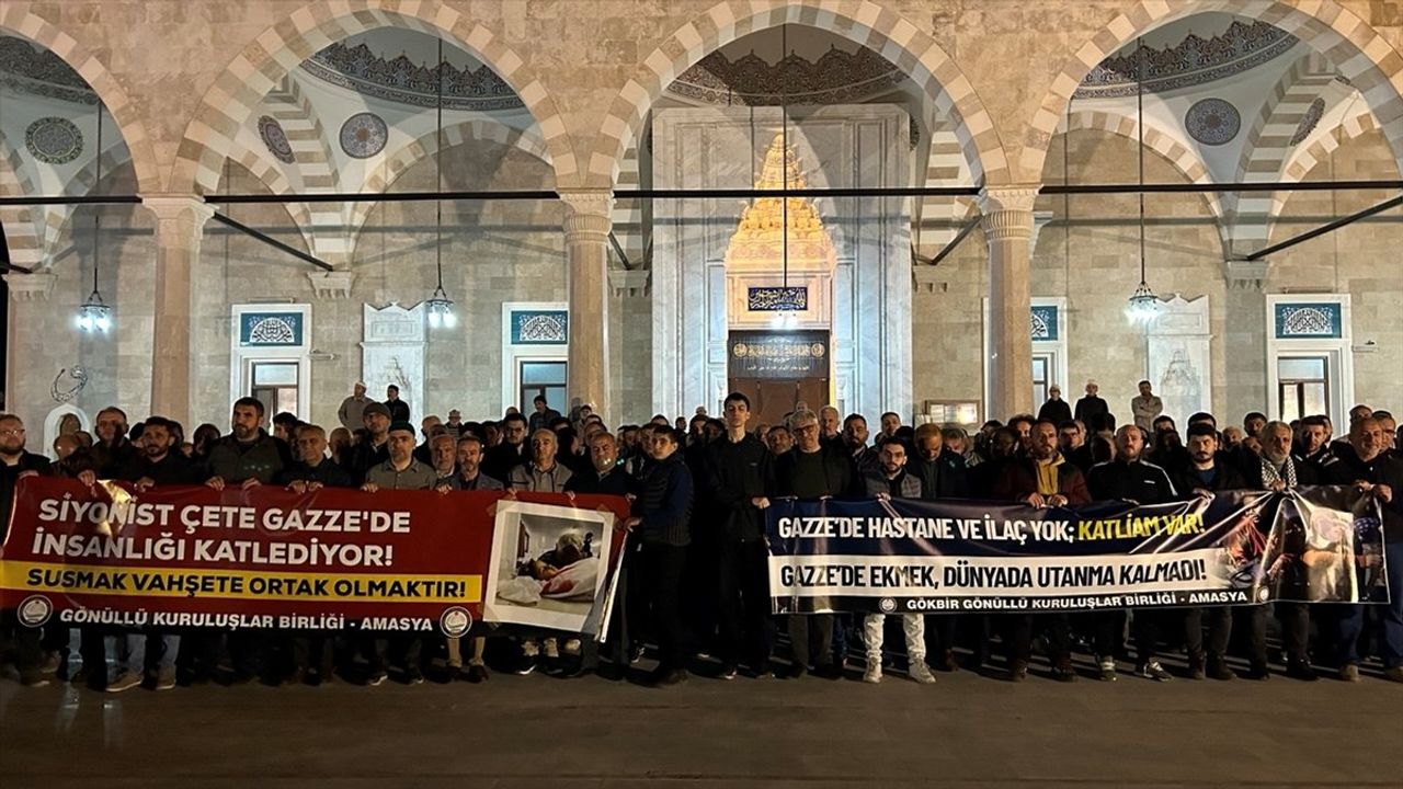 Amasya'da İsrail'in Gazze'ye Yönelik Saldırıları Protesto Edildi
