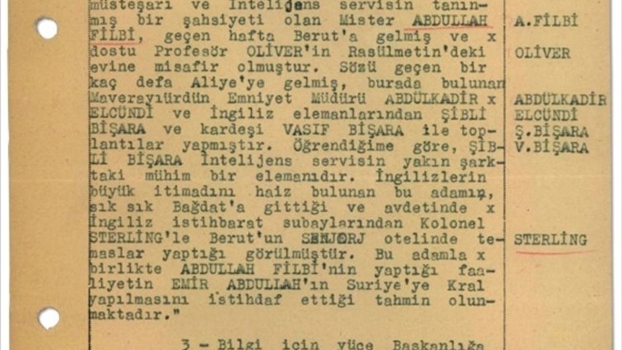MİT, John Philby'nin Ürdün'deki Faaliyetlerine Dair Raporu Yayınladı
