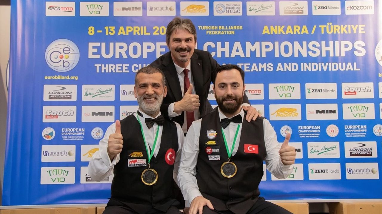 Tayfun Taşdemir ve Berkay Karakurt, 3 Bant Bilardo Avrupa Şampiyonu Oldu