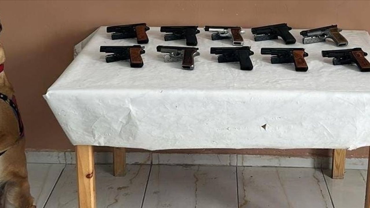 Erzurum'da Jandarma, Bomba Arama Köpeği ile 10 Ruhsatsız Tabanca Ele Geçirdi