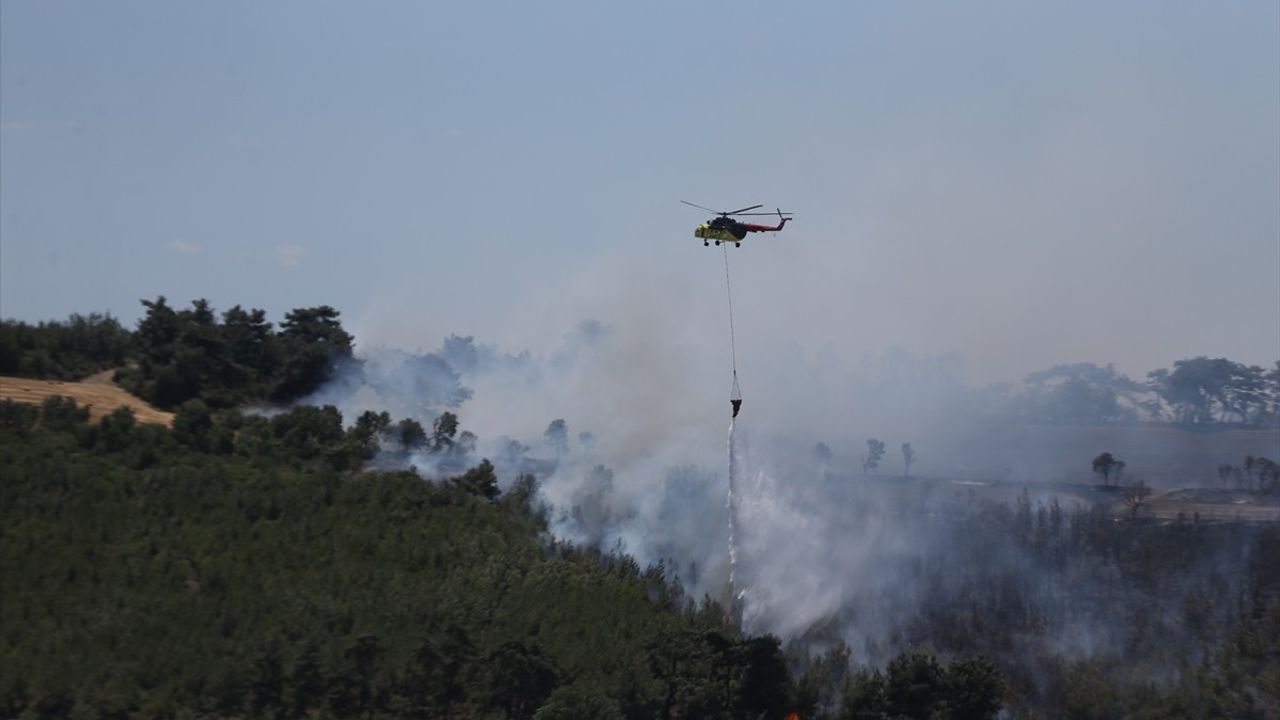 Çanakkale'de Tarım Arazisinden Ormanlık Alana Sıçrayan Yangın Kontrol Altına Alınmaya Çalışılıyor