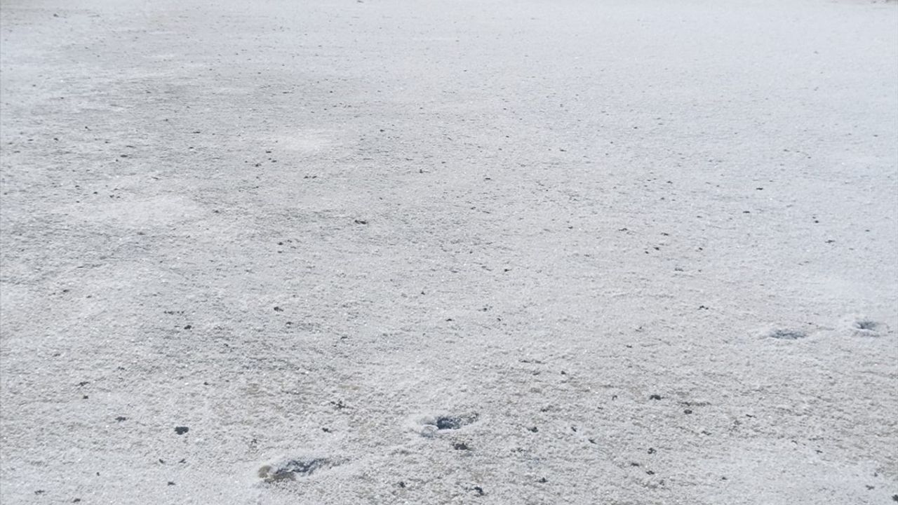 Edirne'nin Taşaltı Gölü'nde Tuz Tabakası Ortaya Çıktı