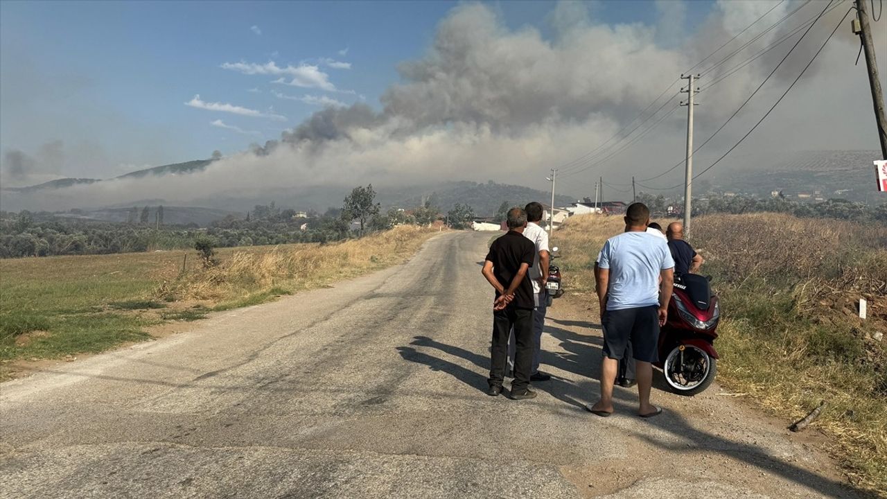 İzmir'de Otluk Alandan Yerleşim Yerlerine Sıçrayan Yangın Kontrol Altına Alındı
