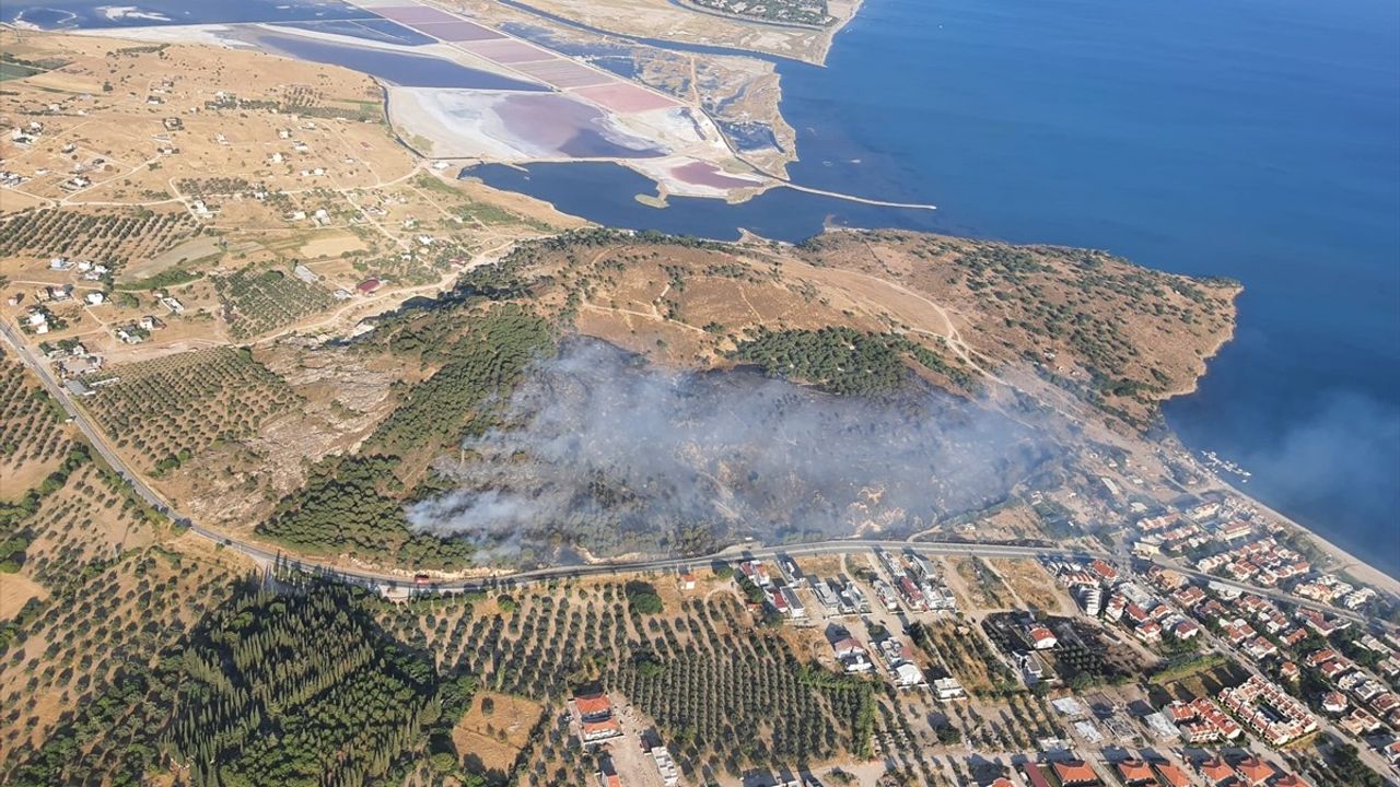 İzmir Dikili'de Yangın Söndürme Çalışmaları Devam Ediyor