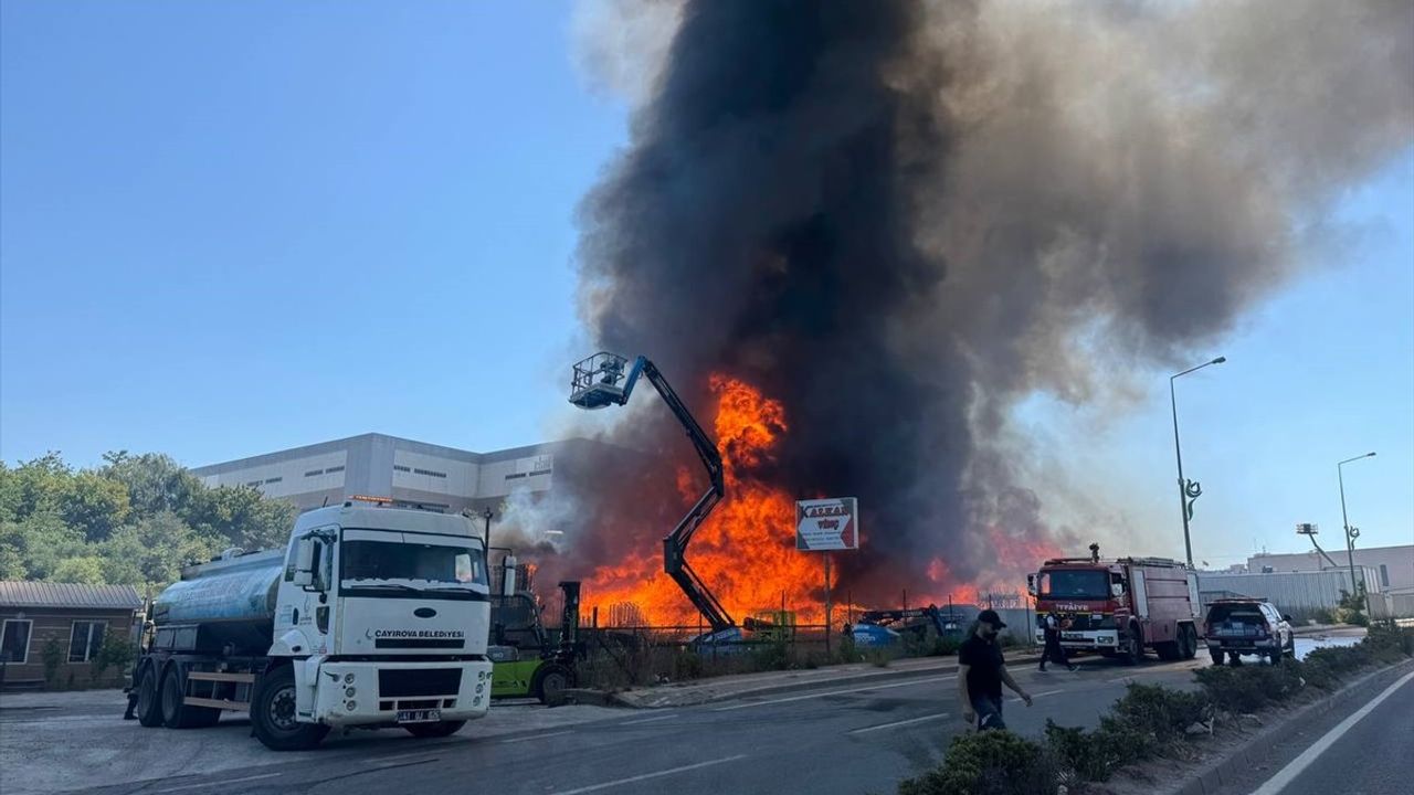 Kocaeli Çayırova'daki Palet Fabrikasında Yangın Çıktı