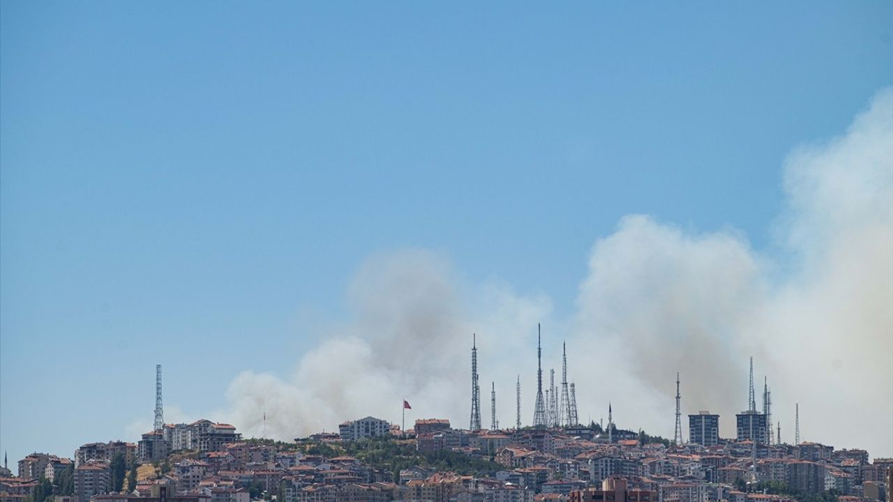 Ankara'da Eymir Gölü Yakınındaki Ormanı Kapsayan Yangın - İtfaiye Ekipleri Müdahalede Bulunuyor