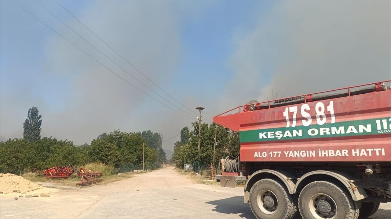 Edirne'nin Keşan İlçesinde Orman Yangınına Müdahale Devam Ediyor