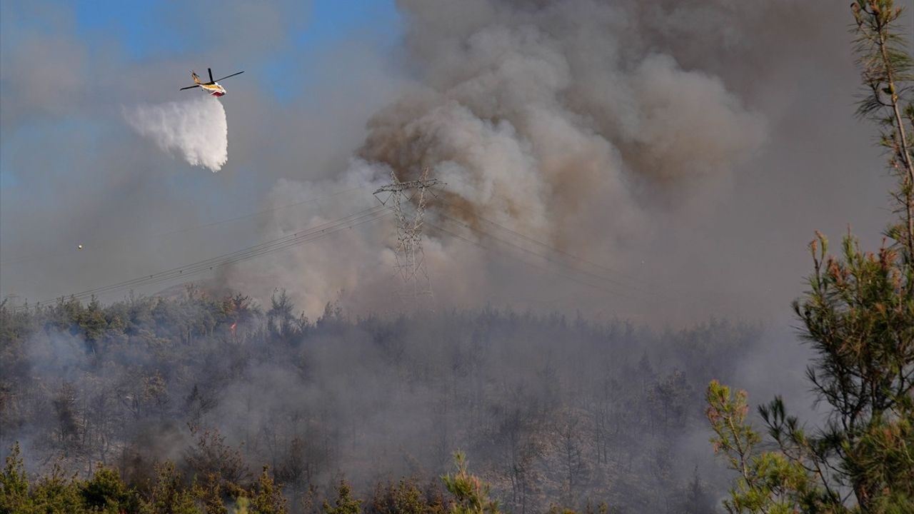 Manisa'da Yangınla Mücadele Devam Ediyor