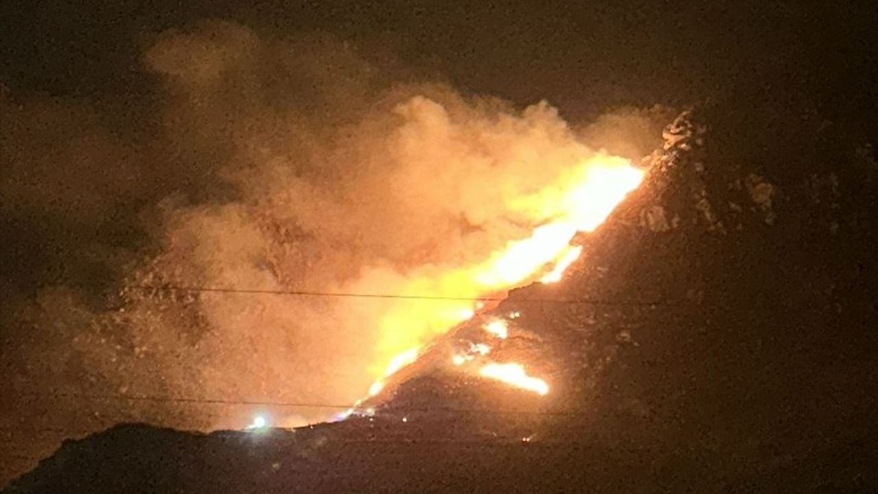 Balıkesir Marmara Adası'nda orman yangınına karadan müdahale sürüyor