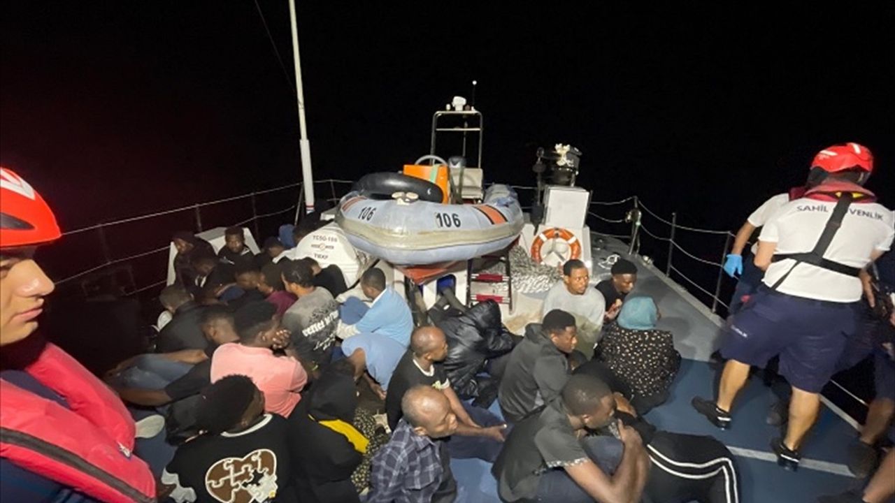 Bodrum açıklarında 35 düzensiz göçmen can salında kurtarıldı