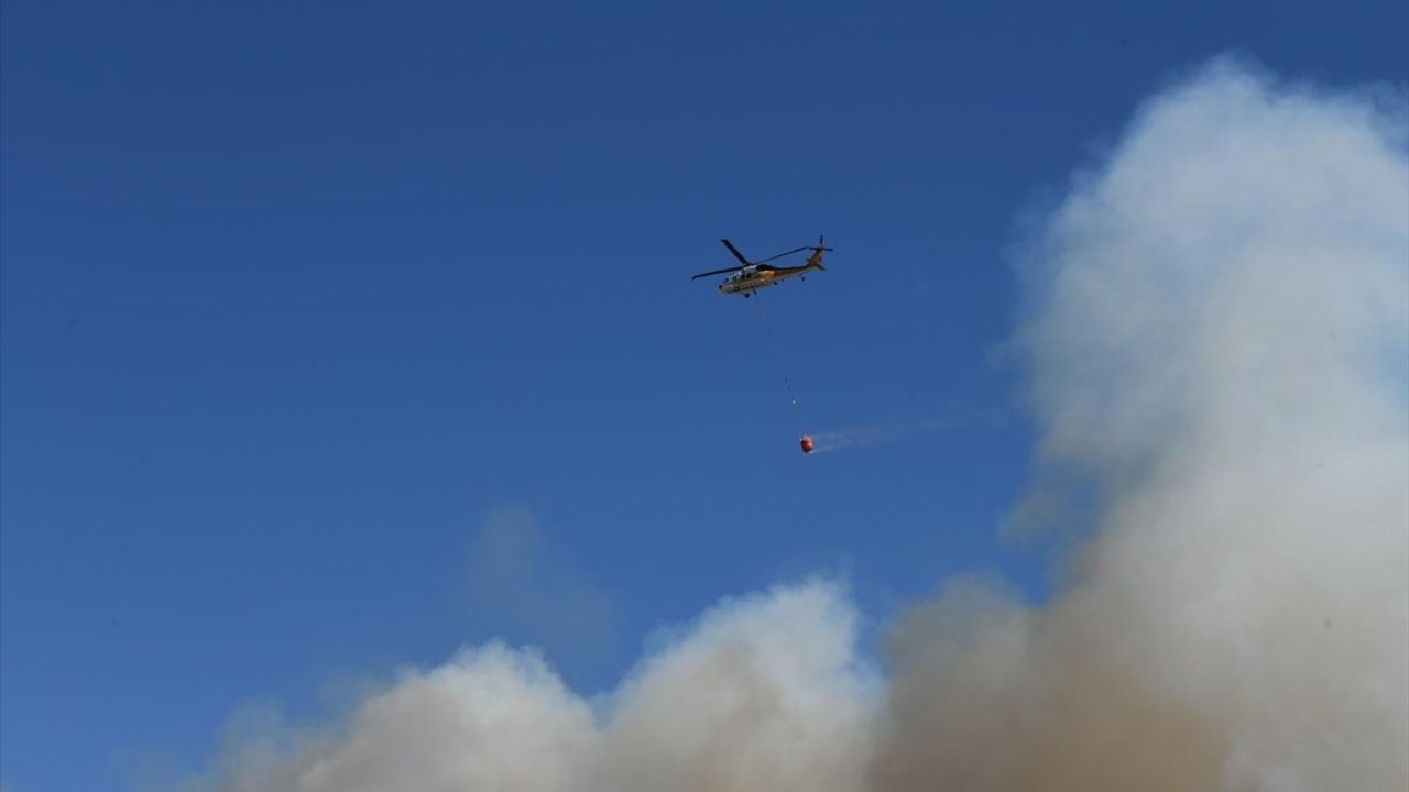 Çanakkale'de Tarım Arazisinde Yangına Müdahale Ediliyor