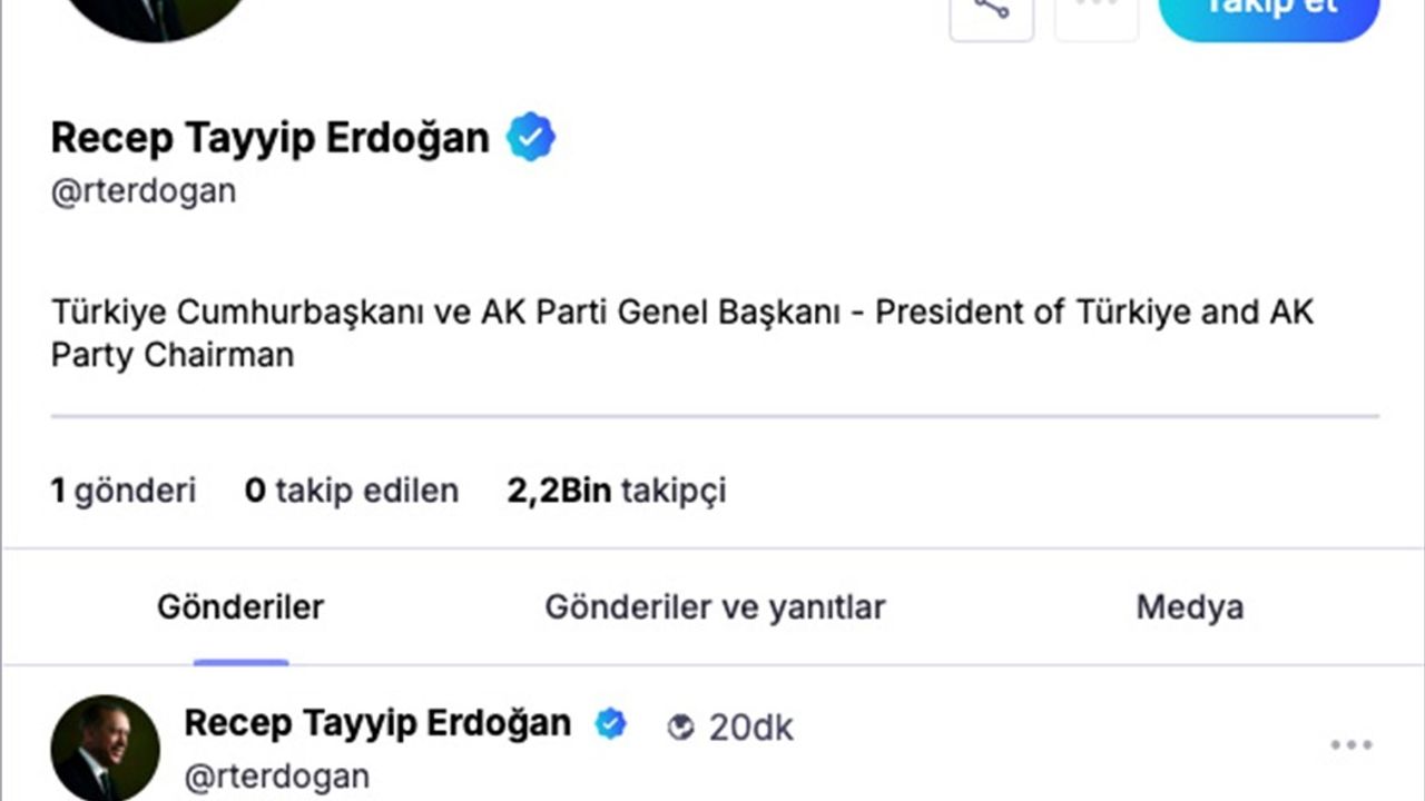 Cumhurbaşkanı Erdoğan NSosyal'den İlk Paylaşımını Yaptı