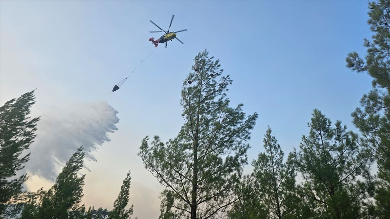 Denizli Acıpayam'da orman yangınına havadan ve karadan müdahale ediliyor