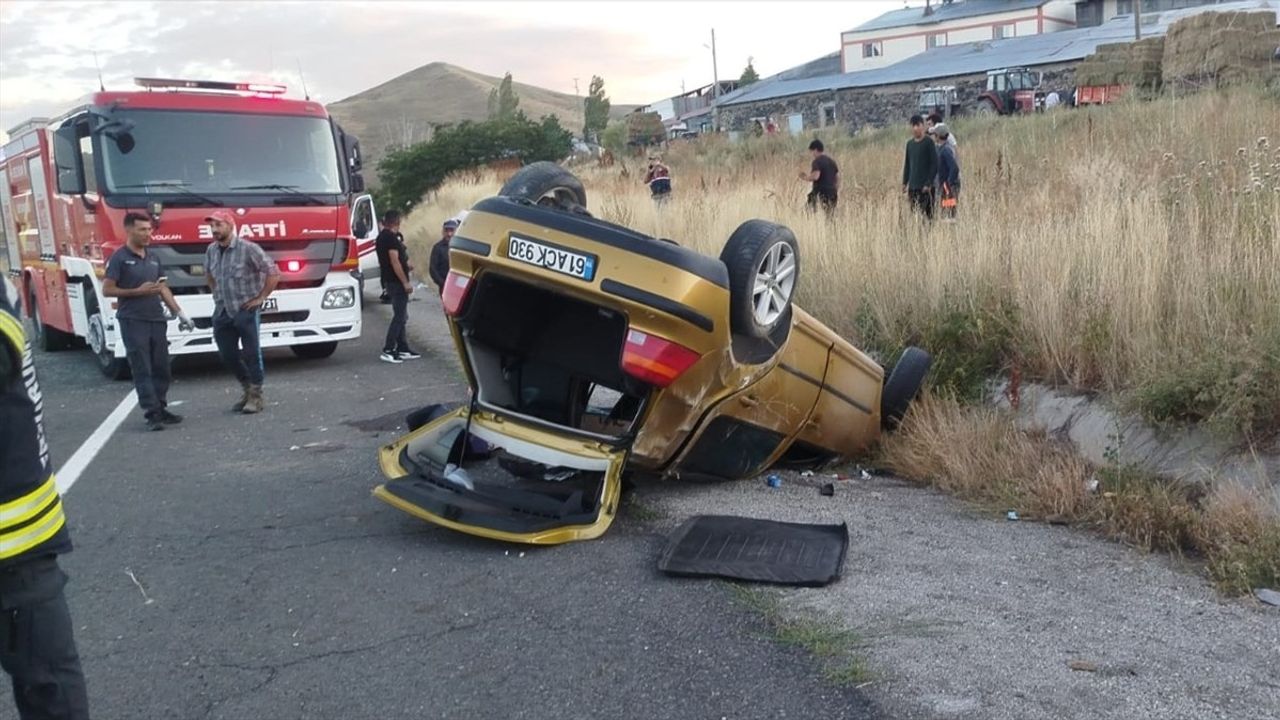 Erzurum-Tortum kara yolunda takla atan otomobilde 1 kişi öldü, sürücü ağır yaralı