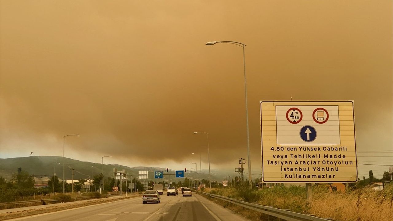 Kocaeli Karamürsel'deki orman yangınının dumanı Bursa ve Orhangazi'ye ulaştı