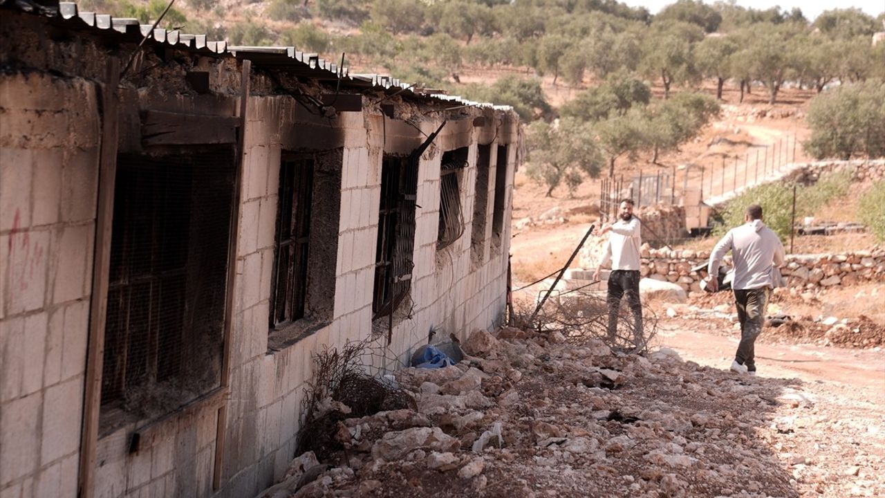Muğir'de İsrailli grupların zeytin ağaçlarını kesip arazileri ve araçları ateşe verdiği bildirildi