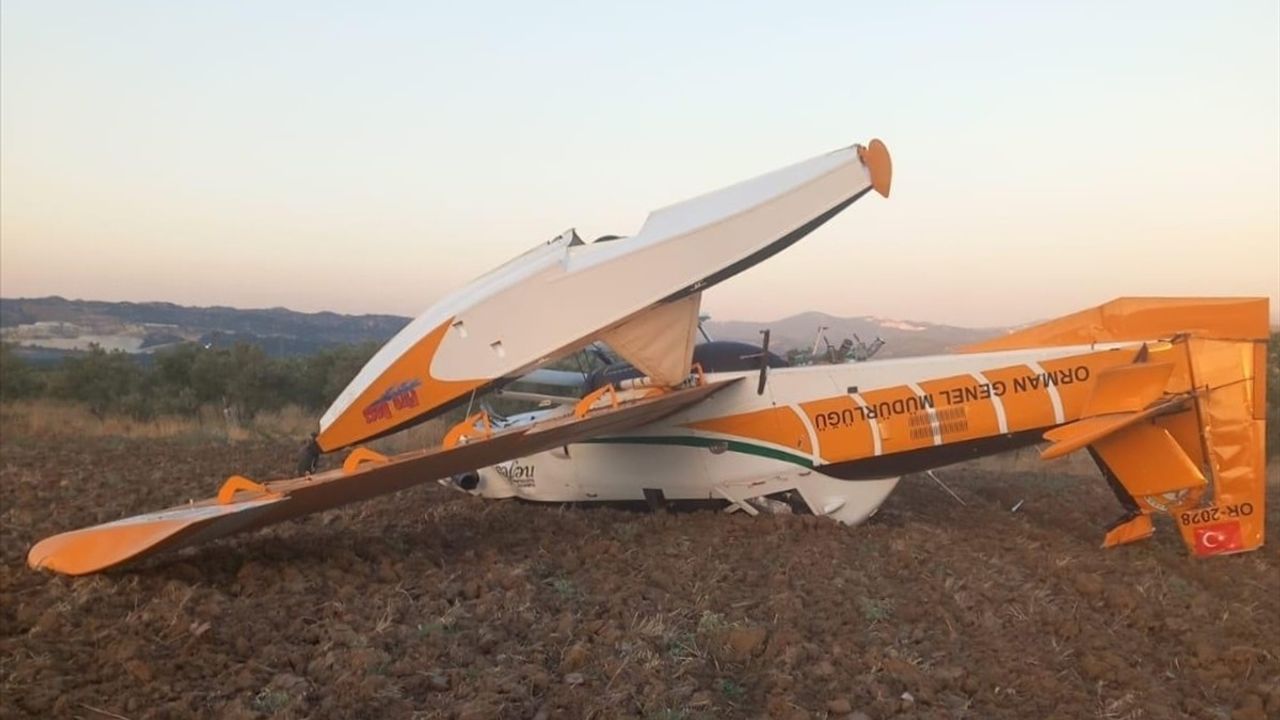 Muğla'da yangın söndürme uçağı Yatağan'da tarlaya zorunlu iniş yaptı