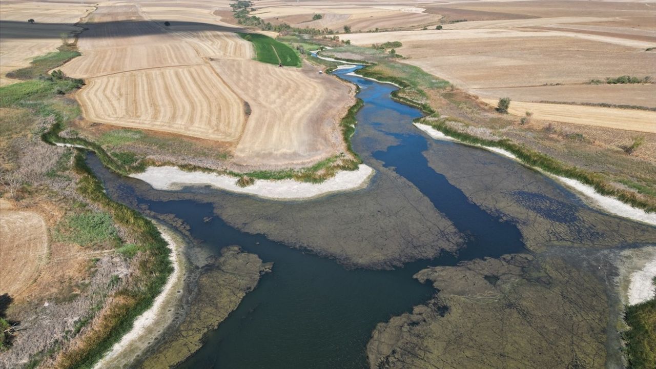 Tekirdağ'da Sarılar Göleti'nin su seviyesi kuraklık nedeniyle yüzde 25'e geriledi