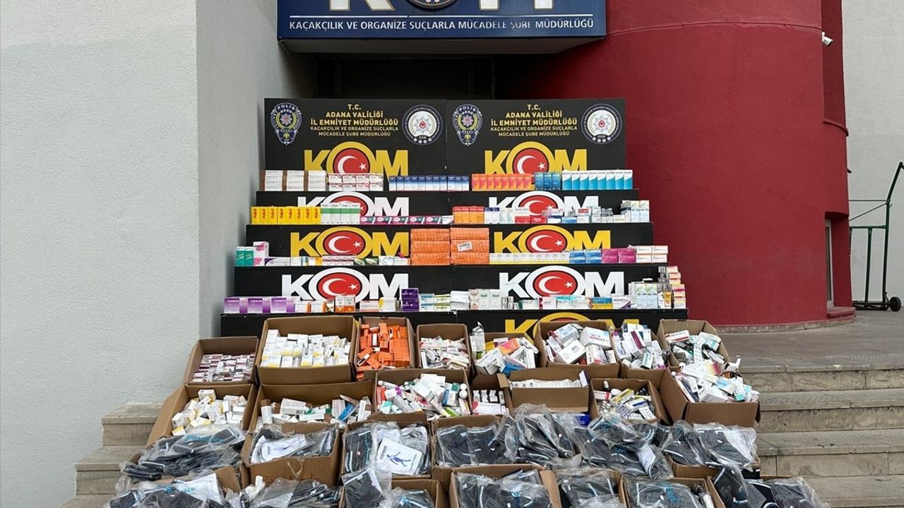 Adana Seyhan'da 31 bin 98 ilaç ve 1538 tıbbi malzeme ele geçirildi, 2 şüpheli gözaltında