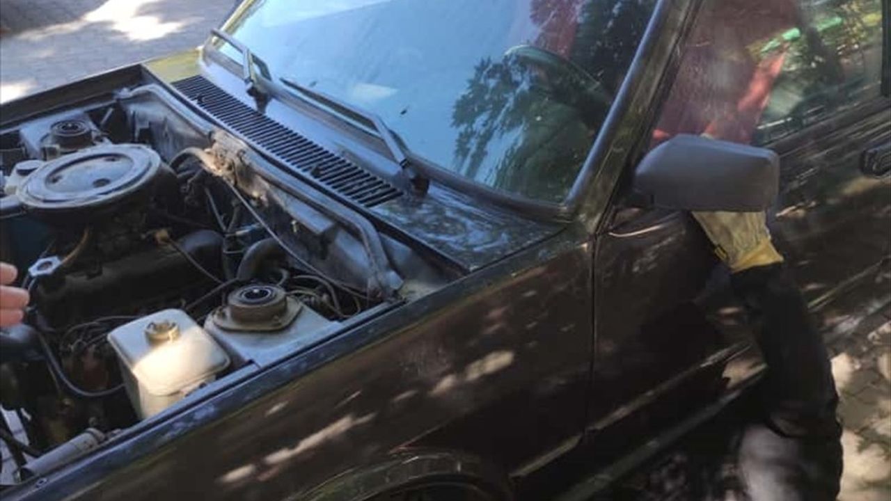 Erzincan'da park halindeki aracın motoruna giren kedi yavrusu itfaiye tarafından kurtarıldı