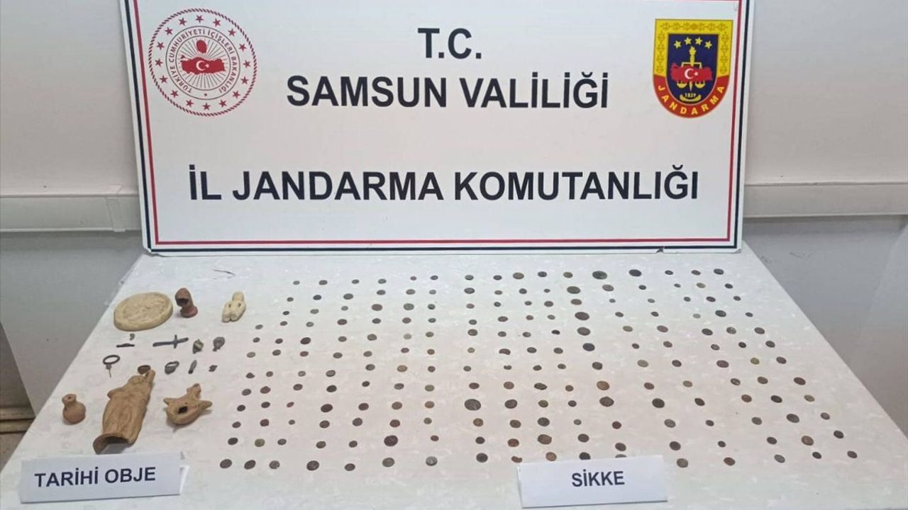 Samsun Çarşamba'da 201 sikke ve 17 tarihi obje ele geçirildi; 1 kişi gözaltında