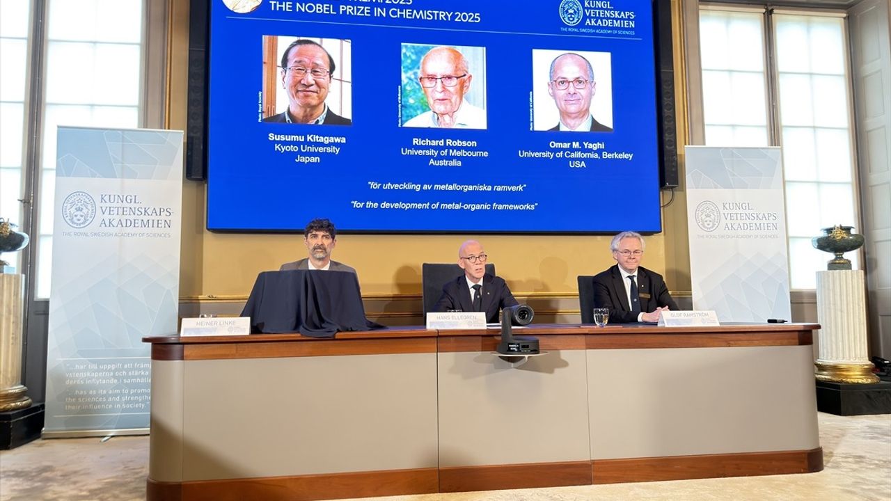 2025 Nobel Kimya Ödülü, metal-organik çerçevelerin geliştirilmesine katkı veren Kitagawa, Robson ve Yaghi'ye
