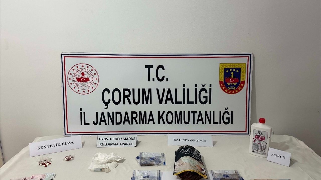 Çorum'da jandarma denetiminde uyuşturucu kullanımı iddiasıyla 8 kişi gözaltına alındı