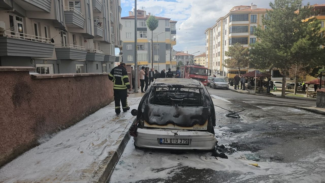 Çorum'da tartışma sonrası otomobili ateşe veren kadın için çalışma başlatıldı