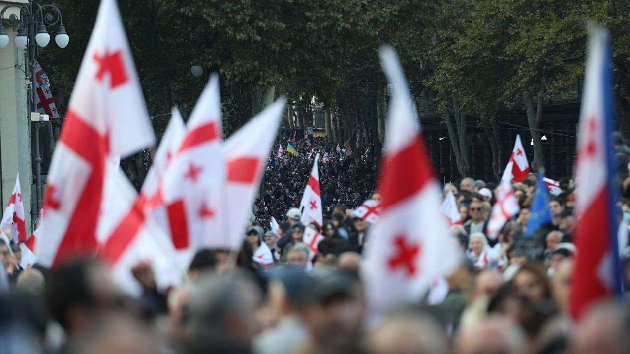 Gürcistan'da gösteriler: Cumhurbaşkanlığı Sarayı'na giriş girişimi polis müdahalesiyle engellendi