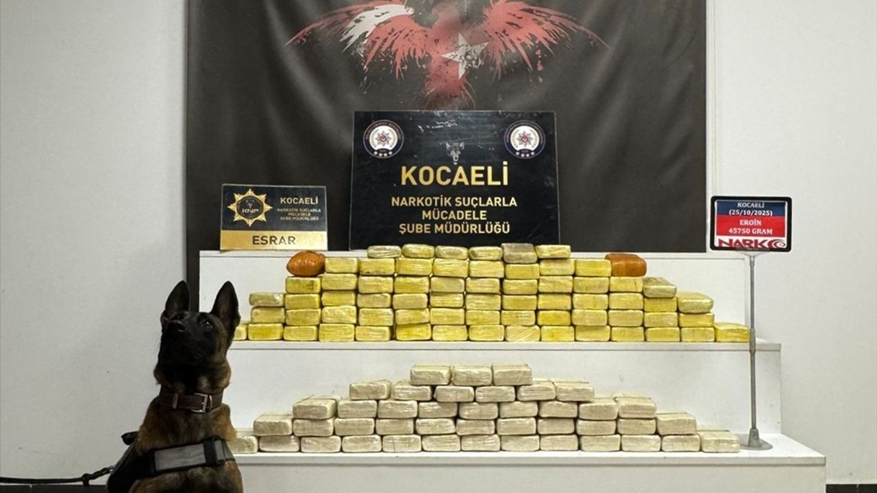 Kocaeli'de otomobilde 45 kilo 750 gram eroin ve 1 kilo 90 gram esrar ele geçirildi; 1 gözaltı