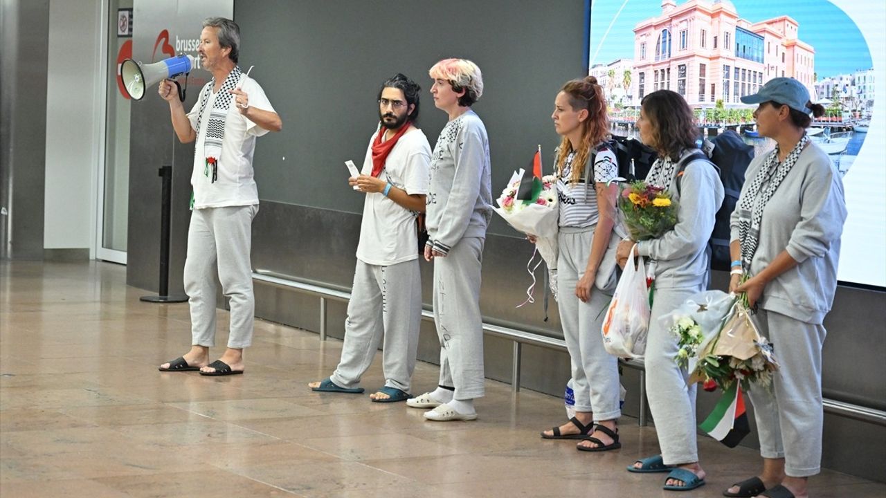 Küresel Sumud Filosu'na katılan 4 Belçikalı Brüksel'e geldi