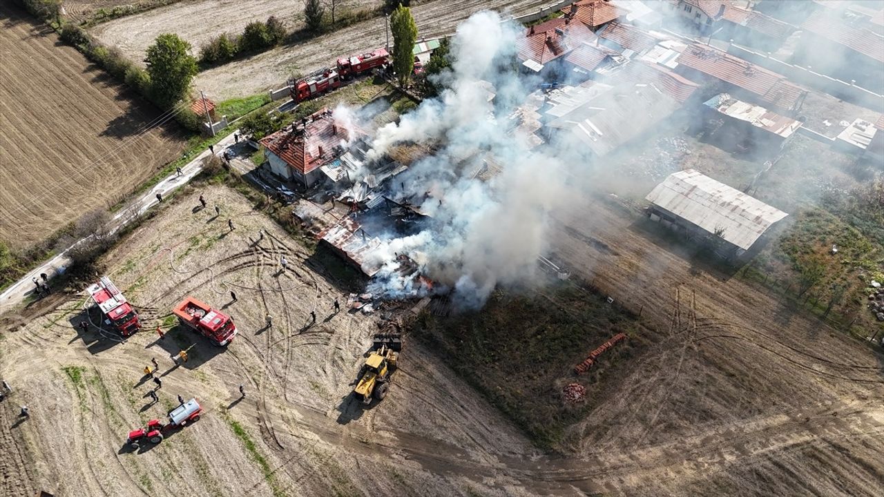 Kütahya'da odunlukta başlayan yangın ev ve araçlara sıçradı