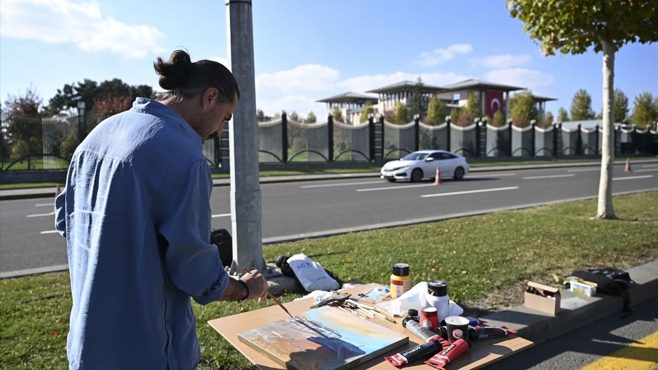 Ressamlar Cumhurbaşkanlığı himayesindeki sıcak hava balonu etkinliğini tuvale taşıdı