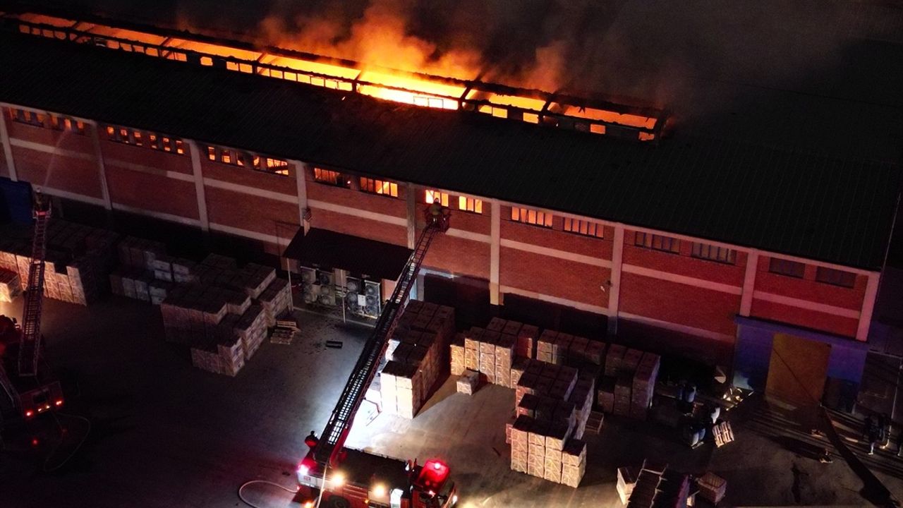 Turgutlu Organize Sanayi Bölgesi'nde granit fabrikasında yangın söndürüldü
