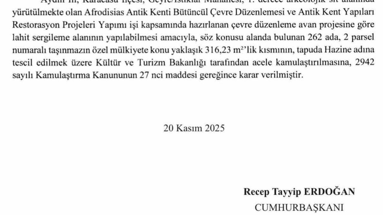 Afrodisias’ta acele kamulaştırma süreci başlatıldı: Lahit sergileme alanı ve restorasyon için kararlar