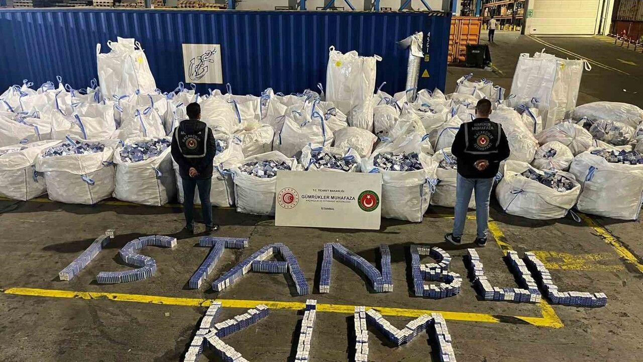 Ambarlı Limanı'nda 94 milyon TL değerinde 394 bin 117 paket kaçak sigara ele geçirildi